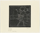 Title: b'The hunter' | Date: 1986 | Technique: b'linocut, printed in black ink, from one block'