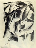Artist: French, Len. | Title: Fish in hand [recto]; Fish in hand [verso]. | Date: (1955) | Technique: lithograph, printed in black ink, from one plate | Copyright: © Leonard French. Licensed by VISCOPY, Australia