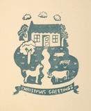 Artist: OGILVIE, Helen | Title: Greeting card: Christmas | Technique: linocut, printed in blue ink, from one block