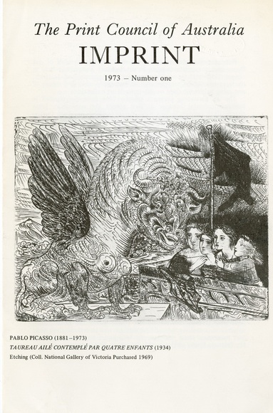 Artist: b'PRINT COUNCIL OF AUSTRALIA' | Title: b'Periodical | Imprint. Melbourne: Print Council of Australia, vol. 08, no. 1,  1973' | Date: 1973