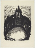 Artist: b'MADDOCK, Bea' | Title: b'Ruined church' | Date: 1961 | Technique: b'lithograph, printed in black ink, from one stone'