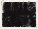 Artist: b'AMOR, Rick' | Title: b'not titled (dark landscape).' | Date: 1989 | Technique: b'monotype, printed in black ink, from one plate, with paper mark'