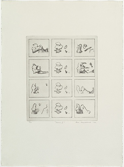 Artist: b'MADDOCK, Bea' | Title: b'Game II' | Date: 1972 | Technique: b'photo-etching and burnishing, printed in black ink'