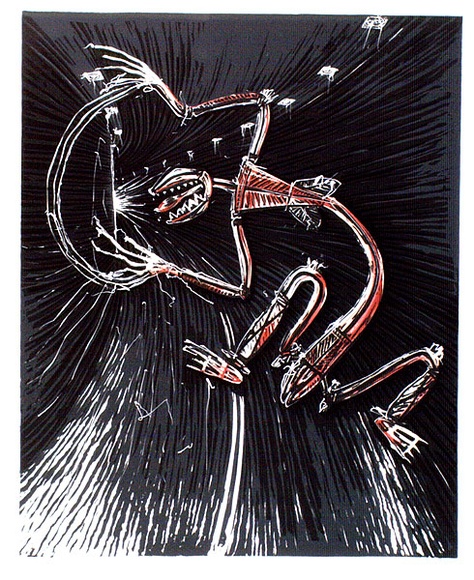 Artist: b'Casey, Karen.' | Title: b'Danse macabre' | Date: 1989 | Technique: b'linocut, printed in colour, from mutlitple blocks'