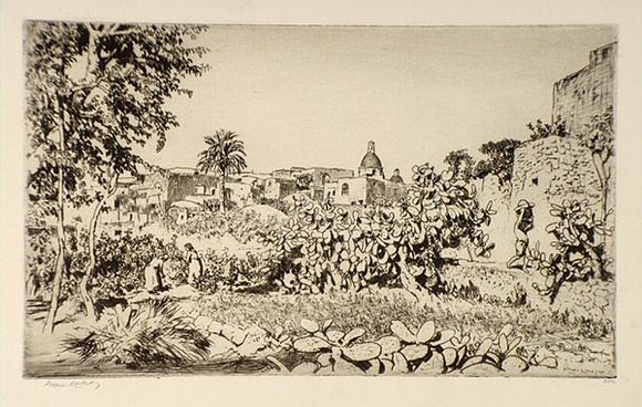 Artist: b'LINDSAY, Lionel' | Title: b'Anacapri' | Date: 1927 | Technique: b'etching, printed in warm black ink with plate-tone, from one plate' | Copyright: b'Courtesy of the National Library of Australia'