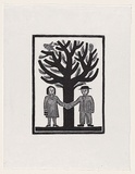 Artist: b'Groblicka, Lidia.' | Title: b'Tree of two' | Date: 1972 | Technique: b'woodcut, printed in black ink, from one block'