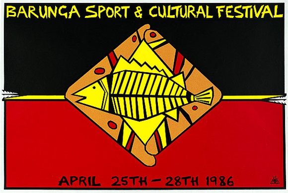 Artist: b'REDBACK GRAPHIX' | Title: b'Barunga sport & cultural festival 1986..' | Date: 1986 | Technique: b'screenprint, printed in colour, from three stencils' | Copyright: b'\xc2\xa9 Michael Callaghan, Redback Graphix'