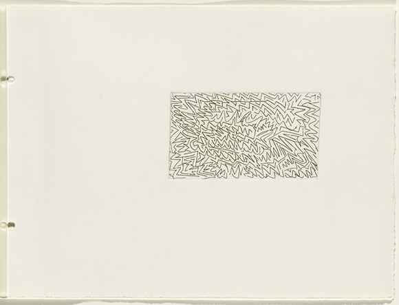 Artist: b'JACKS, Robert' | Title: b'not titled [abstract linear composition]. [leaf 11 : recto]' | Date: 1978 | Technique: b'etching, printed in black ink, from one plate'
