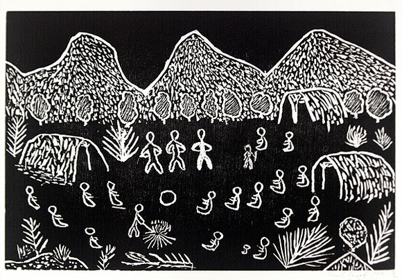 Artist: b'Petyarre, Dolly.' | Title: b'not titled [No.15]' | Date: 1990 | Technique: b'woodcut, printed in black ink, from one block'