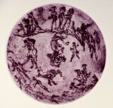 Artist: SHEARER, Mitzi | Title: not titled [circle] | Technique: etching, aquatint printed in claret from one  plate