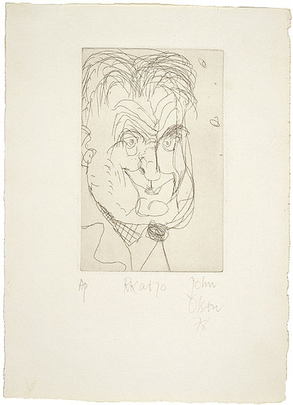 Artist: b'Olsen, John.' | Title: b'RK at 70.' | Date: 1978 | Technique: b'etching, printed in black ink with plate-tone, from  one plate' | Copyright: b'\xc2\xa9 John Olsen. Licensed by VISCOPY, Australia'