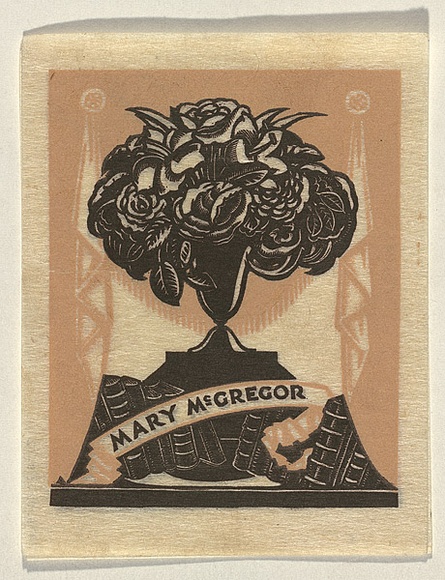 Artist: b'FEINT, Adrian' | Title: b'Bookplate: Mary McGregor.' | Date: 1933 | Technique: b'wood-engraving, printed in colour, from multiple blocks' | Copyright: b'Courtesy the Estate of Adrian Feint'