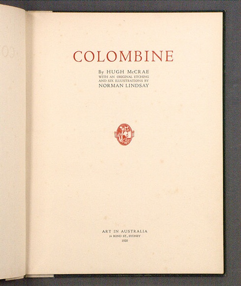 Title: b'Colombine.' | Date: 1920 | Technique: b'etching, printed in black ink, from one copper plate; letter press text'