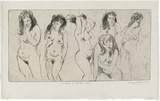 Artist: b'WALKER, Murray' | Title: b'Six studies of the life model.' | Date: 1965 | Technique: b'drypoint, printed in black ink, from one plate'