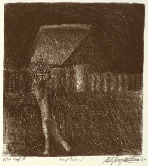 Artist: b'Doggett-Williams, Phillip.' | Title: b'Expulsion' | Date: 1987 | Technique: b'lithograph, printed in sepia ink, from one stone'