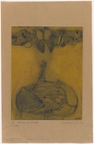 Artist: HODGKINSON, Frank | Title: Banksia and wombat | Date: 1971 | Technique: hardground-etching and aquatint, printed in black and yellow ink, from one plate