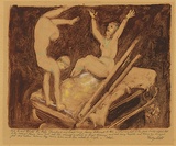 Artist: Bell, George.. | Title: The joyous return. | Date: 1949 | Technique: monotype, printed in brown ink, from one plate; additions in pastel
