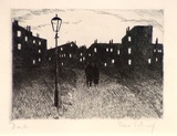 Artist: Scharf, Theo. | Title: Dusk | Date: c.1922 | Technique: etching and drypoint, printed in black ink, from one plate | Copyright: © The Estate of Theo Scharf.