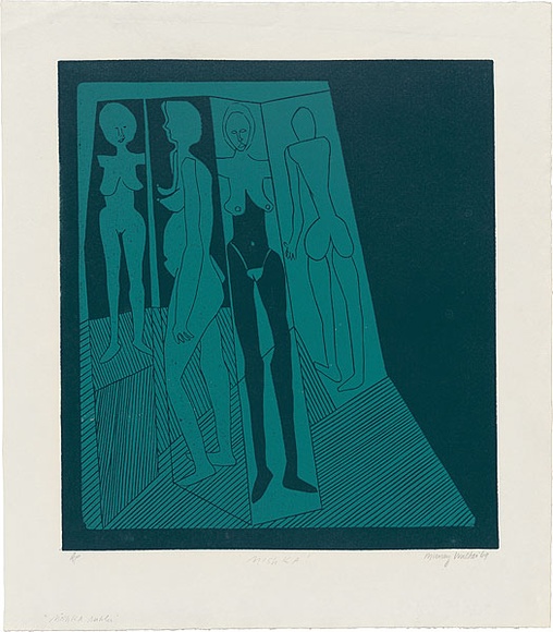 Artist: b'WALKER, Murray' | Title: b'Mishka Buhler.' | Date: 1969 | Technique: b'linocut, printed in colour, from multiple blocks'