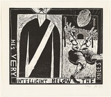 Title: bHe's very intelligent below the knees | Date: 1996 | Technique: b'woodcut, printed in black ink, from one block'