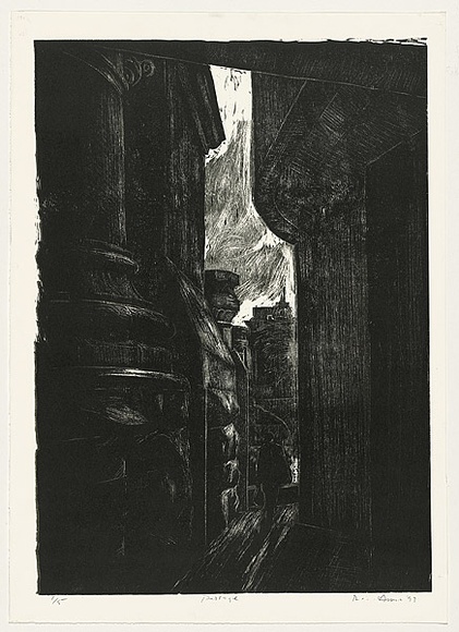 Artist: b'AMOR, Rick' | Title: b'Passage.' | Date: 1993 | Technique: b'woodcut, printed in black ink, from two blocks'