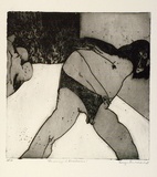 Artist: b'BALDESSIN, George' | Title: b'Personage in enclosure.' | Date: 1965 | Technique: b'etching and aquatint, printed in black ink, from one plate'