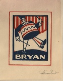 Artist: FEINT, Adrian | Title: Bookplate: Bryan. | Date: (1927) | Technique: wood-engraving, printed in colour, from two blocks in red and blue inks | Copyright: Courtesy the Estate of Adrian Feint