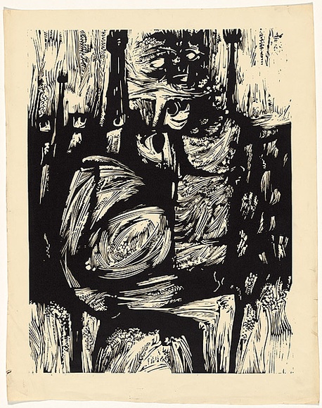 Title: b'Riders to the sea. No 1. lament' | Date: 1962 | Technique: b'linocut, printed in black ink, from one block'