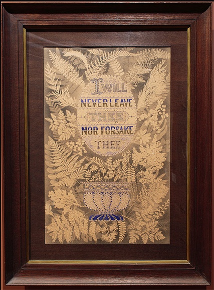 Artist: UNKNOWN (SOUTH AUSTRALIA) | Title: I will never leave thee nor forsake thee | Date: c.1900 | Technique: stencil, pen and ink, watercolour