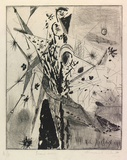 Artist: b'Cilento, Margaret.' | Title: b'Scarecrow.' | Date: 1951 | Technique: b'etching and aquatint, printed in black ink, from one plate'