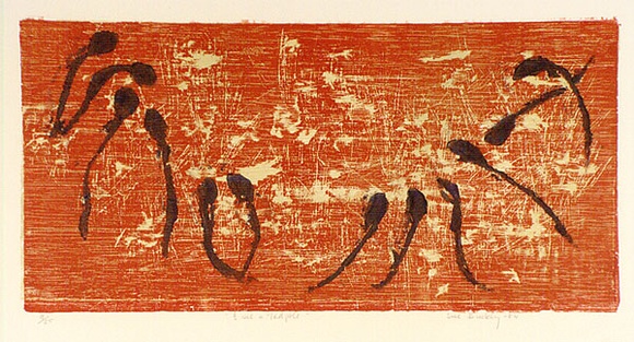 Artist: b'Buckley, Sue.' | Title: b'I see a tadpole.' | Date: 1964 | Technique: b'woodcut, printed in colour, from multiple blocks' | Copyright: b'This work appears on screen courtesy of Sue Buckley and her sister Jean Hanrahan'