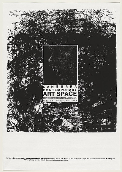 Artist: b'de Medici, eX' | Title: b'Canberra Contemporary ARTSPACE.' | Date: 1987 | Technique: b'screenprint, printed in black ink, from one stencil' | Copyright: b'\xc2\xa9 Ex de Medici'