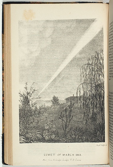 Artist: b'Allport, Mary Morton.' | Title: b'Comet of March 1843 seen from Aldridge Lodge V.D. Land.' | Date: 1846 | Technique: b'lithograph, printed in black ink, from one stone'