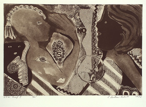 Artist: b'Lankau-Kubitz, Sigrid.' | Title: b'No' | Date: 1982 | Technique: b'etching and aquatint, printed in brown ink, from one plate'