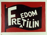 Artist: b'Gibb, Viva Jillian.' | Title: b'Freedom, Fretilin' | Date: 1976 | Technique: b'screenprint, printed in colour, from two stencils'