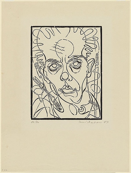 Artist: b'Kahan, Louis.' | Title: b'The artist and his tools' | Date: 1947 | Technique: b'woodcut, printed in black ink, from one block' | Copyright: b'\xc2\xa9 Louis Kahan. Licensed by VISCOPY, Australia'