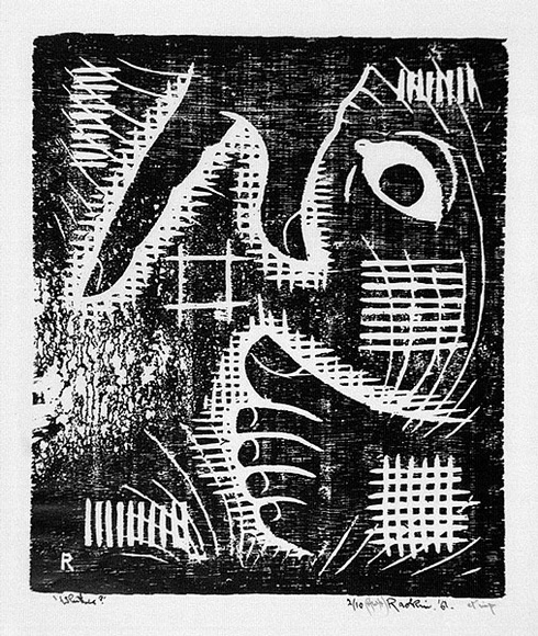 Artist: b'Hawkins, Weaver.' | Title: b'Whither?' | Date: 1961 | Technique: b'linocut, printed in black ink, from one block' | Copyright: b'The Estate of H.F Weaver Hawkins'