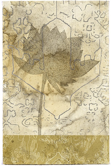 Title: b'A fine line I (version II)' | Date: 2007-2008 | Technique: b'etching, aquatint and linocut, printed in colour, from multiple plates and blocks; hand stain'