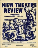 Title: New theatre review: November 1943 | Date: November 1943 | Technique: linocut, printed in dark blue ink, from one block; letterpress text