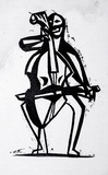 Artist: BARWELL, Geoff | Title: (Bass fiddler). | Date: (1955) | Technique: linocut, printed in black ink, from one block