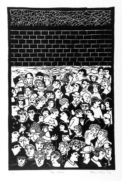 Artist: b'Allen, Joyce.' | Title: b'The wall.' | Date: 1989 | Technique: b'linocut, printed in black ink, from one block'