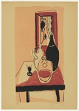 Artist: SELLBACH, Udo | Title: (Still life with window) | Date: 1950 | Technique: lithograph, printed in colour, from three stones [or plates]