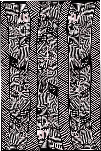 Artist: b'REDBACK GRAPHIX' | Title: b'Wrapping paper: Pumpuni' | Date: 1986 | Technique: b'screenprint, printed in colour, from three stencils'