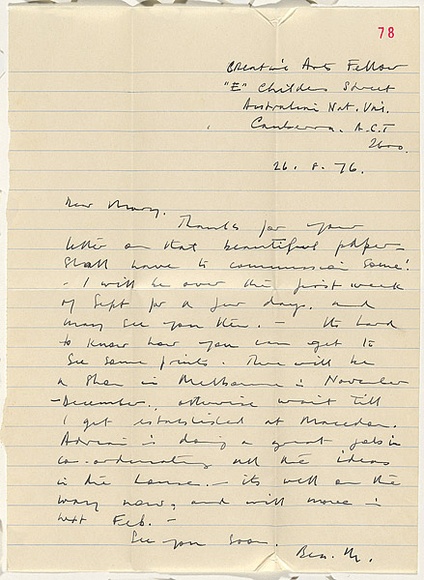 Title: b'Letter to Mary Page 1976' | Date: 1976