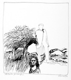 Artist: Connor, Kevin. | Title: not titled [Man with laden donkey]. | Date: 1970 | Technique: screenprints, printed in black ink, from one screen