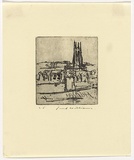 Artist: b'WILLIAMS, Fred' | Title: bSt. Luke's, Chelsea | Date: 1954-55 | Technique: b'etching, printed in black ink, from one copper plate' | Copyright: b'\xc2\xa9 Fred Williams Estate'