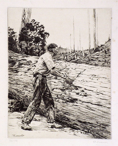 Artist: b'Warner, Alfred Edward.' | Title: bA man's job | Date: 1935 | Technique: b'etching, printed in black ink, from one plate'