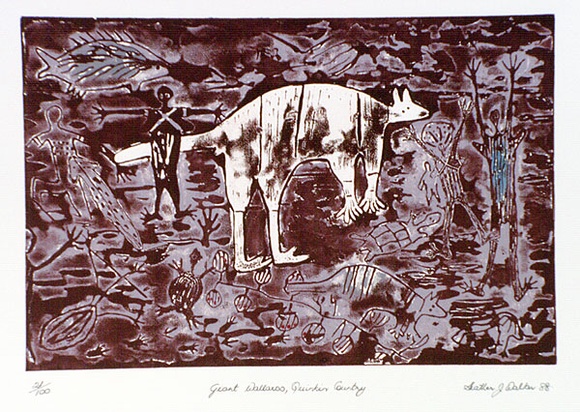 Artist: b'Walker, Heather.' | Title: b'Giant Wallaroo' | Date: 1988 | Technique: b'linocut, printed in colour, from multiple blocks'