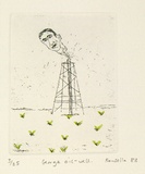 Artist: Fransella, Graham. | Title: George oil-well. | Date: 1983 | Technique: etching, printed in black ink, from one plate; hand-coloured | Copyright: Courtesy of the artist