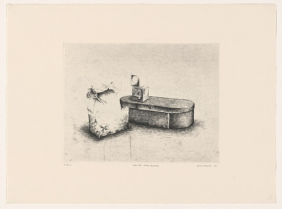 Artist: b'Cooper, Simon.' | Title: b'Still life - after Linnard' | Date: 1992, December | Technique: b'etching, printed in black ink, from one copper plate'